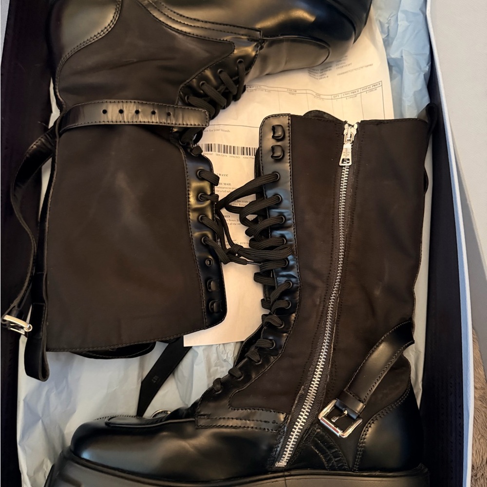 Prada Black Leather Lace-Up Boots - $1000